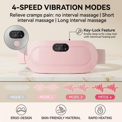 Portable Menstrual Heating Pad Belt for Women – Electric Period Pain Relief Massager with 4 Massage Modes